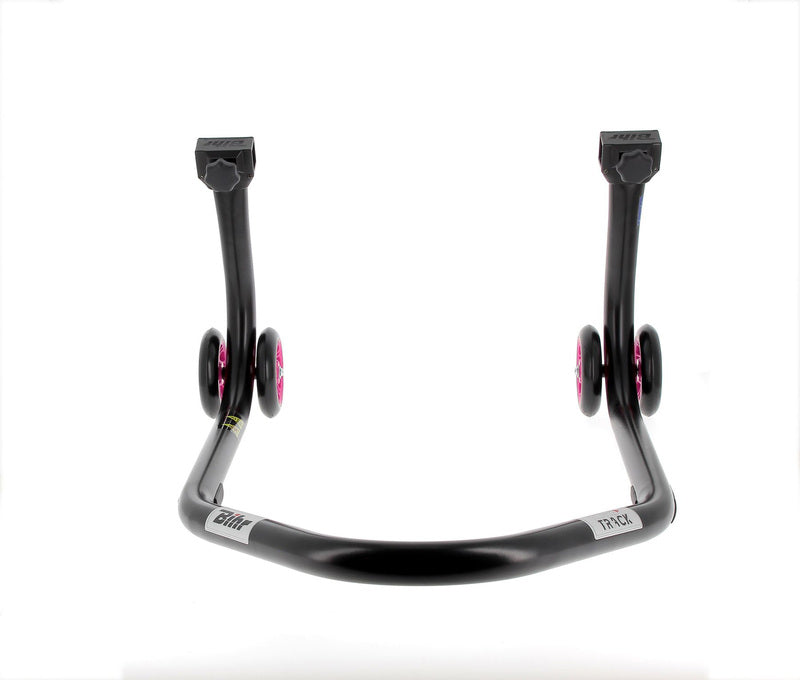 BIHR Home Track Montageständer hinten Aufnahmen in L-Form mattschwarz Räder rosa