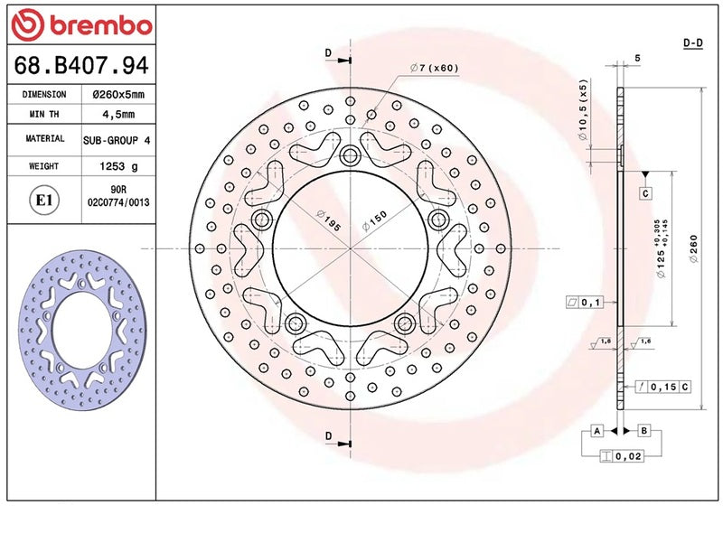 BREMBO Serie Oro Bremsscheibe starr - 68B40794