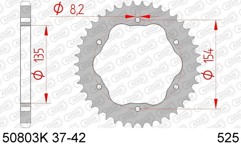 AFAM Standard Stahl Kettenrad hinten 50803K - 525 - Benötigt einen AFAM-Kronenhalter