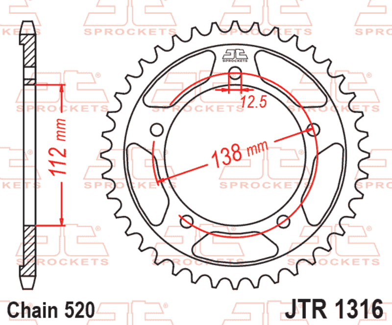 JT SPROCKETS Kettenrad Stahl Standard - 520
