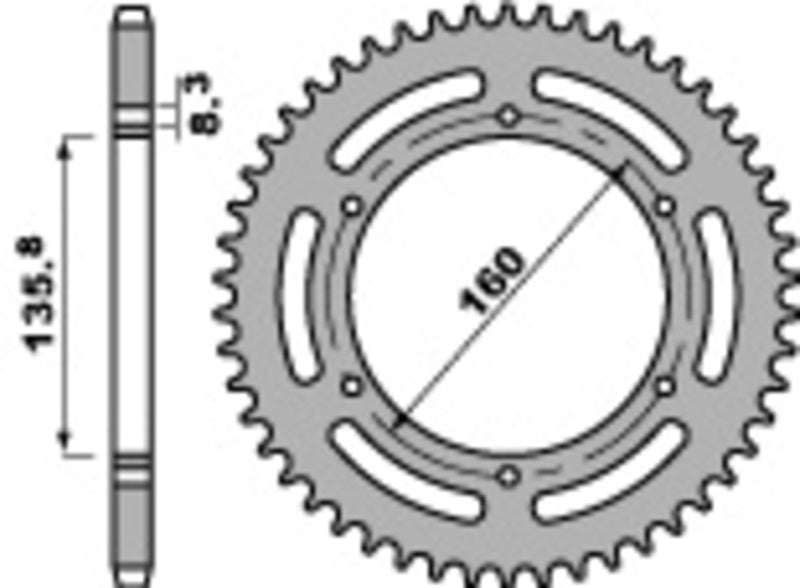 PBR Standard Kettenrad C45 Stahl 3552 - 520