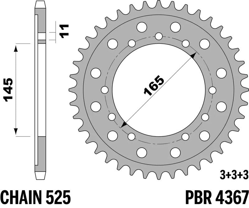 PBR Kettenrad Stahl Standard - 525