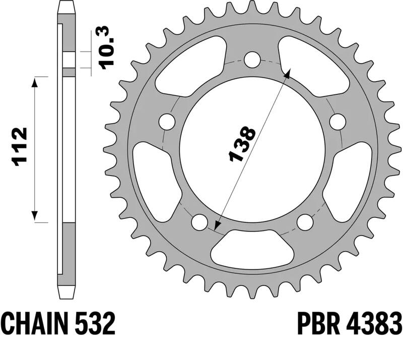 PBR Standard Kettenrad C45 Stahl 4383 - 532