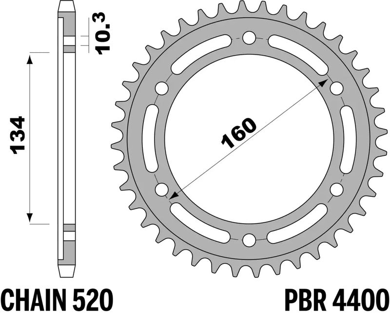 PBR Kettenrad Alu gehärtet - 520
