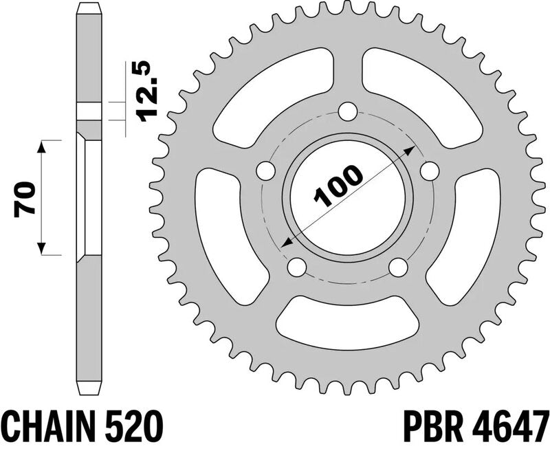 PBR Kettenrad Alu gehärtet - 520