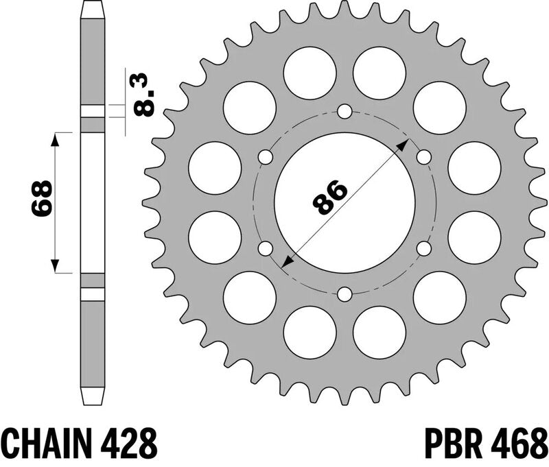 PBR Kettenrad Stahl Standard - 428