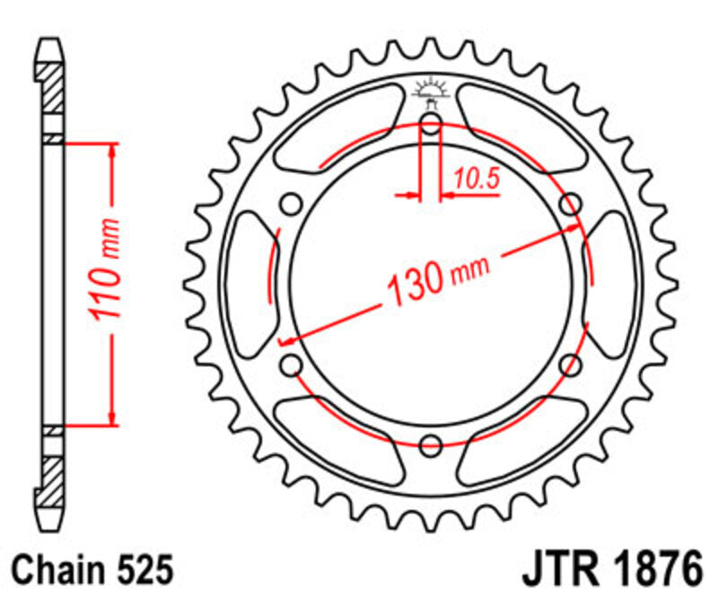 JT SPROCKETS Standard Kettenrad hinten 1876 - 525