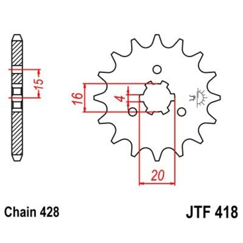 JT SPROCKETS Stahl Ritzel vorne 418 - 428
