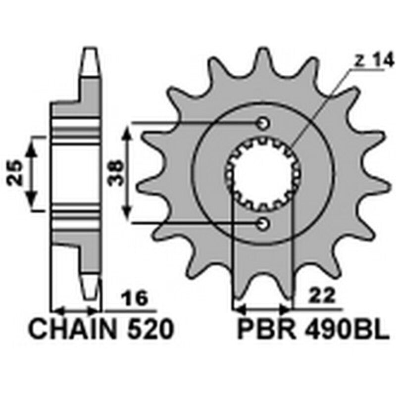 PBR Standard Stahlriztel vorne 490BL - 520