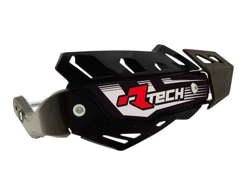 RACETECH FLX Quad Handschützer Schwarz mit Befestigungskit - Aufkleber Rot Weiß