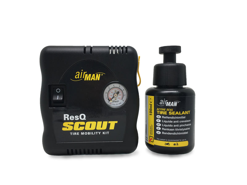 AIRMAN ResQ Scout Mini-Kompressor + Reifendichtmittel-Flaschensatz