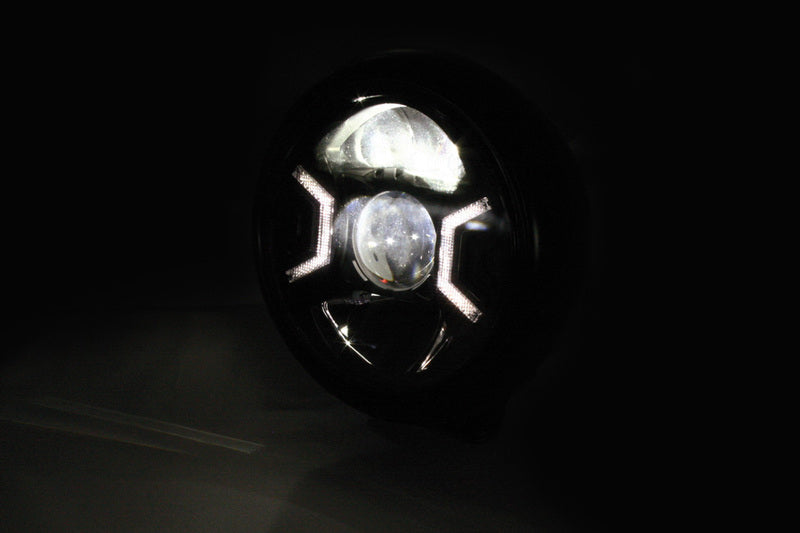 HIGHSIDER pro 7 Zoll Scheinwerfer HD-Style Typ 2 LED Schwarz E-Geprüft (1Stck)