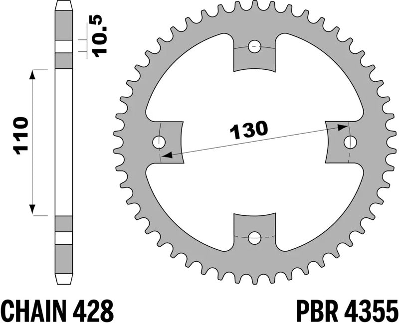 PBR Kettenrad Stahl Standard - 428