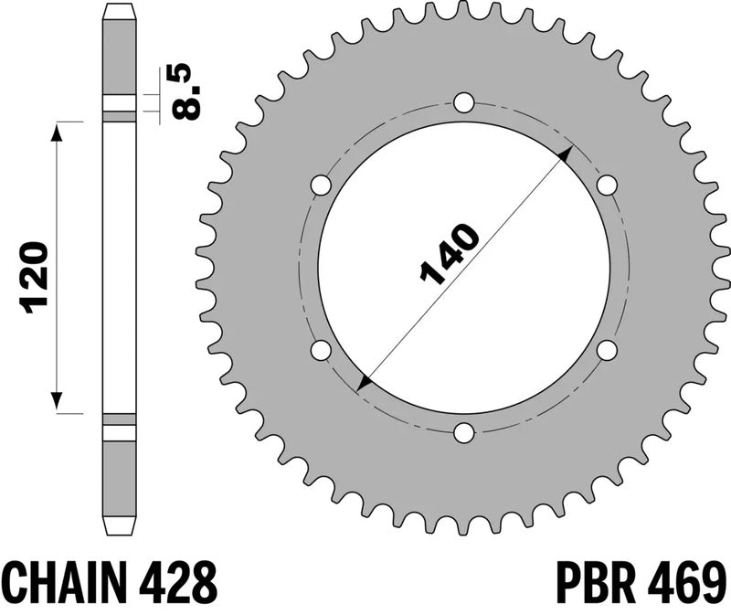 PBR Kettenrad Stahl Standard - 428