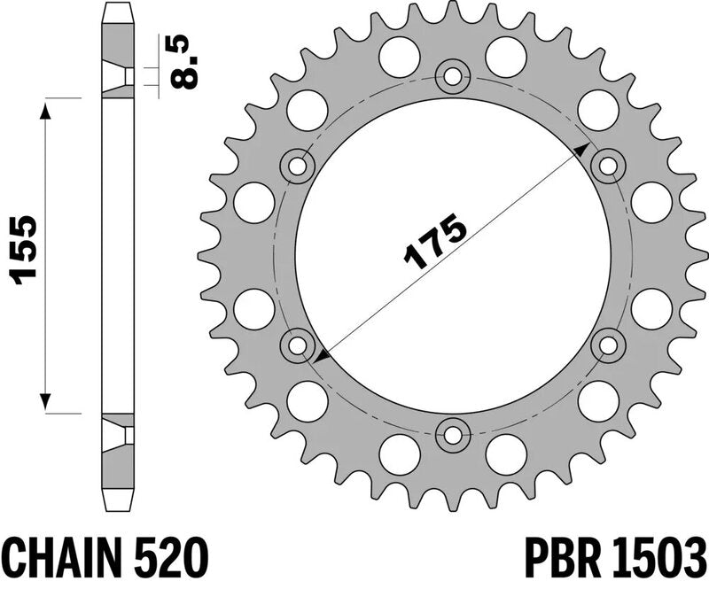 PBR Kettenrad Alu Standard - 520
