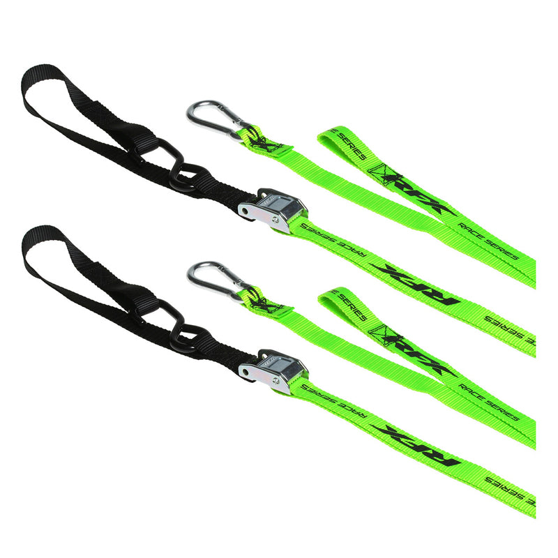 RFX Race 1.0 Zurrgurte (Hi-Viz/Schwarz) mit extra Schlaufe und Karabinerhaken