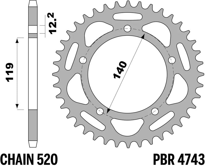 PBR Kettenrad Alu gehärtet - 520