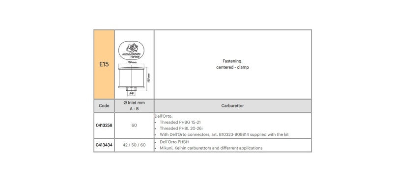 MALOSSI Filter Rot E15 Ø 60 für PHBG 15-21 - PHBL 20-26 Gewindevergaser