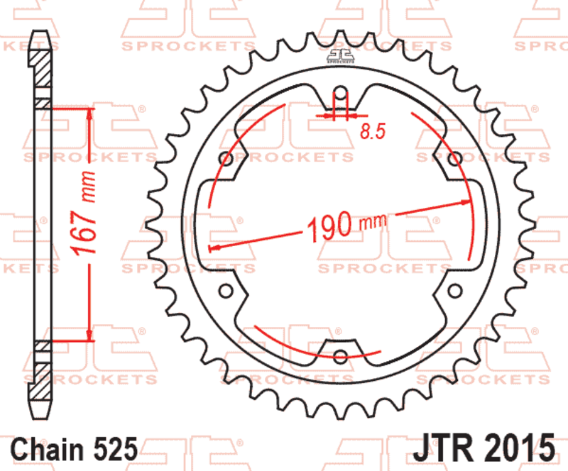 JT SPROCKETS Kettenrad Stahl Standard - 525