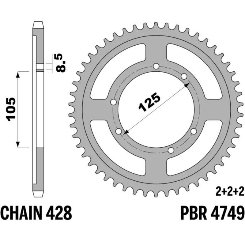 PBR Kettenrad Stahl Standard - 428