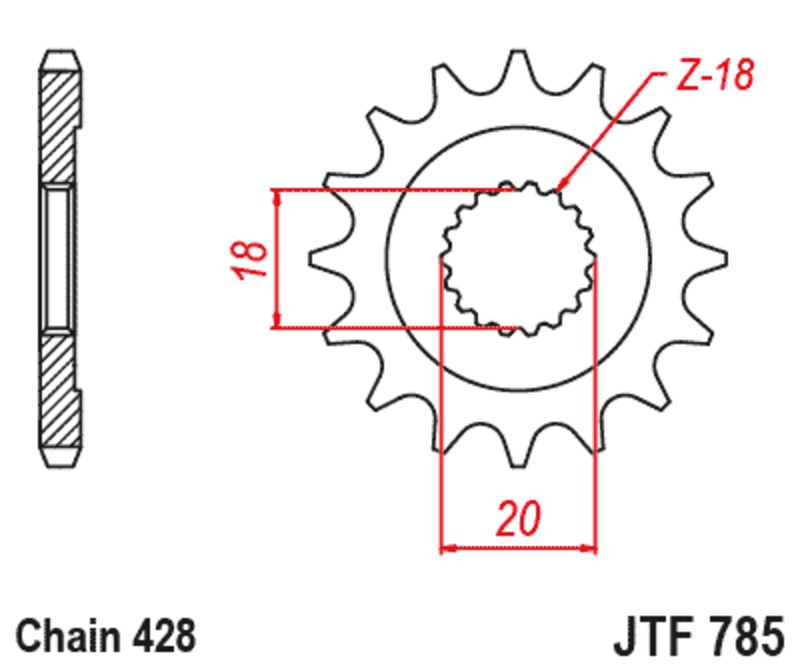JT SPROCKETS Stahl Standard Ritzel vorne 785 - 428