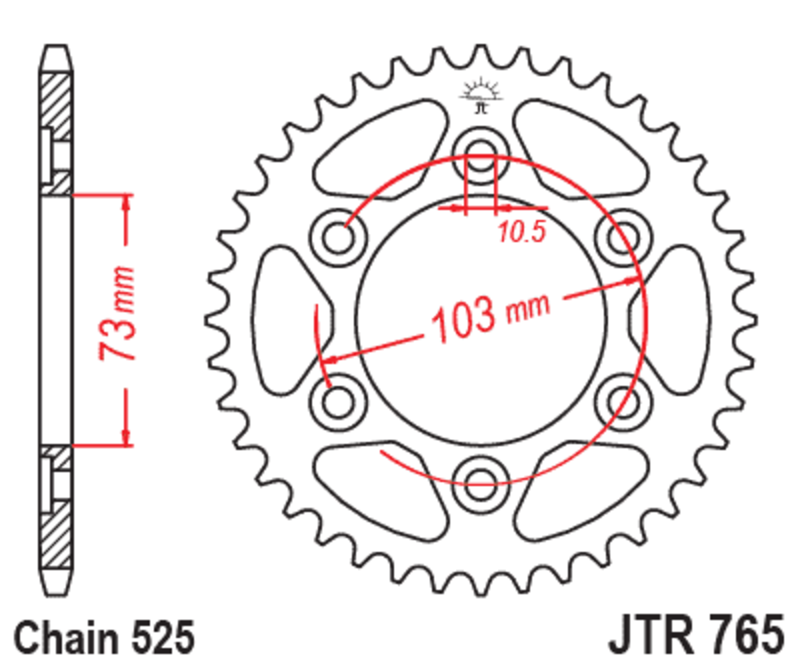 JT SPROCKETS Standard Stahlritzel hinten 765 - 525
