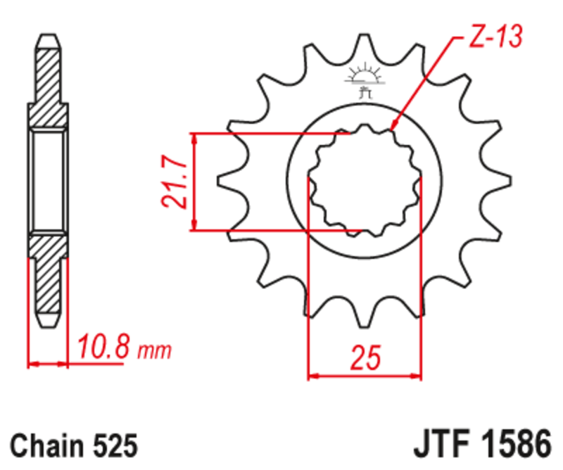JT SPROCKETS geräuscharmes vorderes Stahlritzel 1586 - 525