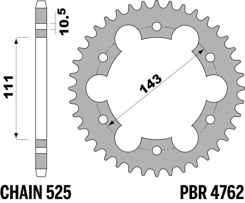 PBR Kettenrad Stahl Standard - 525