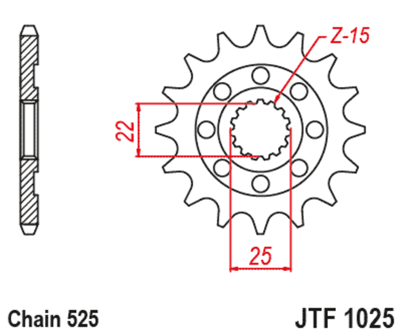 JT SPROCKETS Standard Stahlritzel vorne 1025 - 525