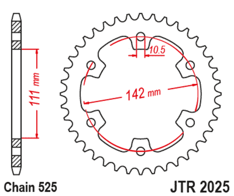 JT SPROCKETS Standard Stahlritzel hinten 2025 - 525