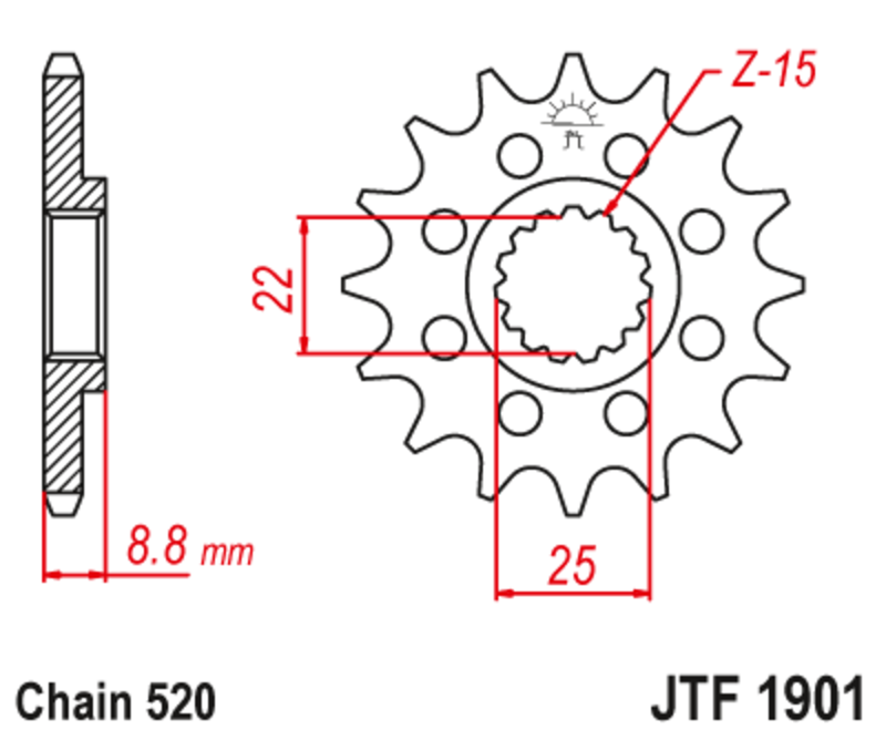 JT SPROCKETS Standard Stahlritzel vorne 1901 - 520