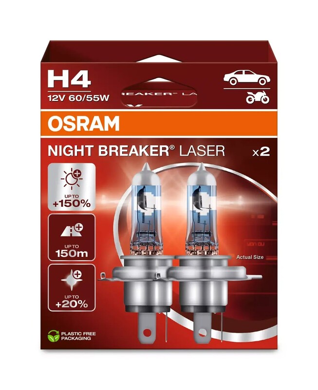 OSRAM H4 Night Breaker Laserlichtlampe 12V 60/55W P43t-38 - paarweise