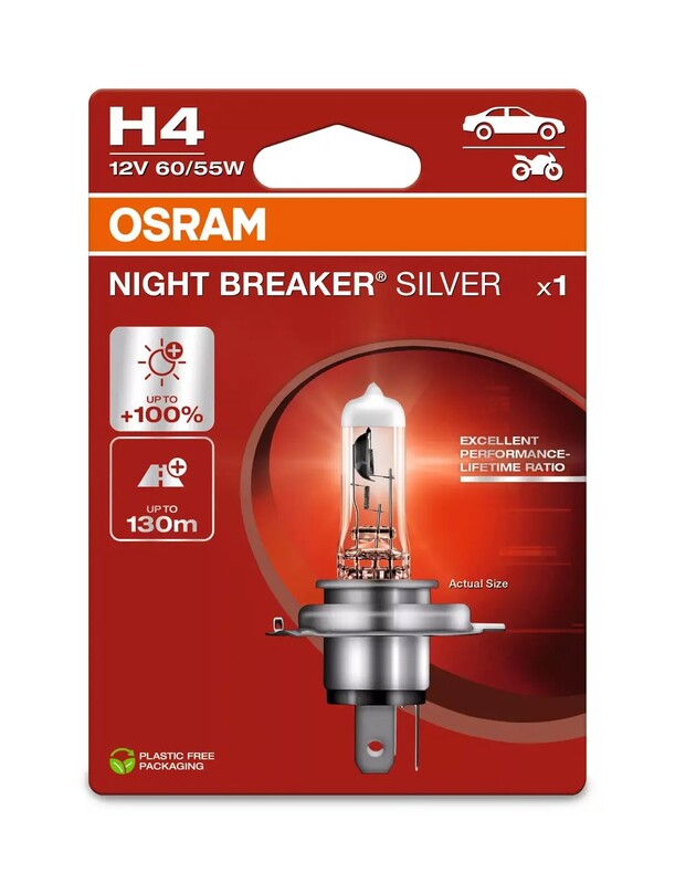 OSRAM Glühlampe Night Breaker Silver NBS  H4 12V / 60/55 X1