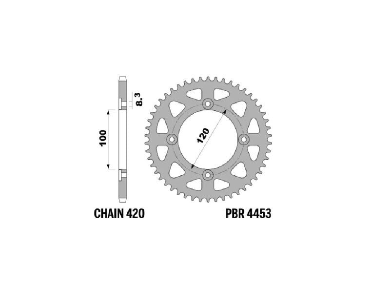 PBR Ultraleichtes Aluminium Kettenrad 4453 - 420