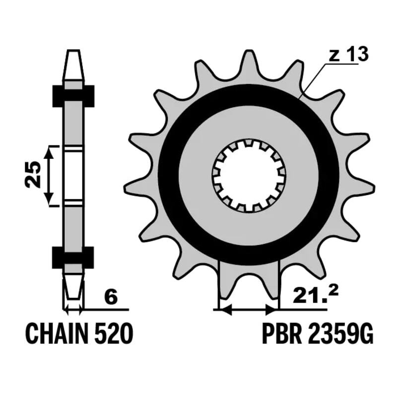 PBR Standard Stahlritzel vorne 2359G - 520
