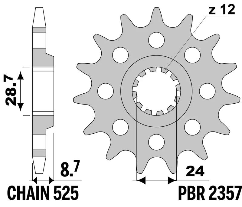 PBR Standard Stahlritzel vorne 2357 - 525