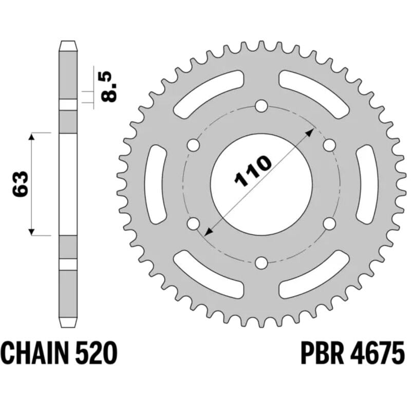 PBR Standard Kettenrad C45 Stahl 4675 - 520