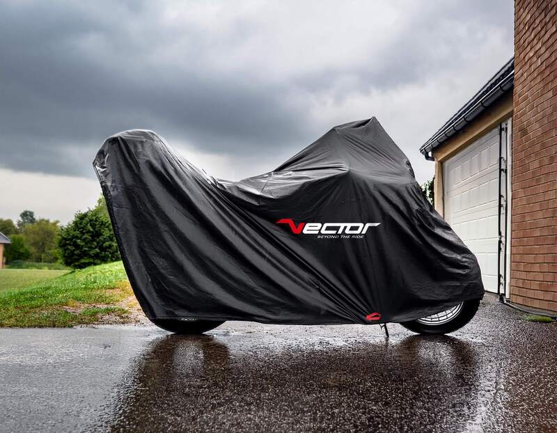 VECTOR H2O Abdeckplane Innen-/Außen für Motorrad/Scooter mit Topcase hohe Windschutzscheibe - Schwarz - M