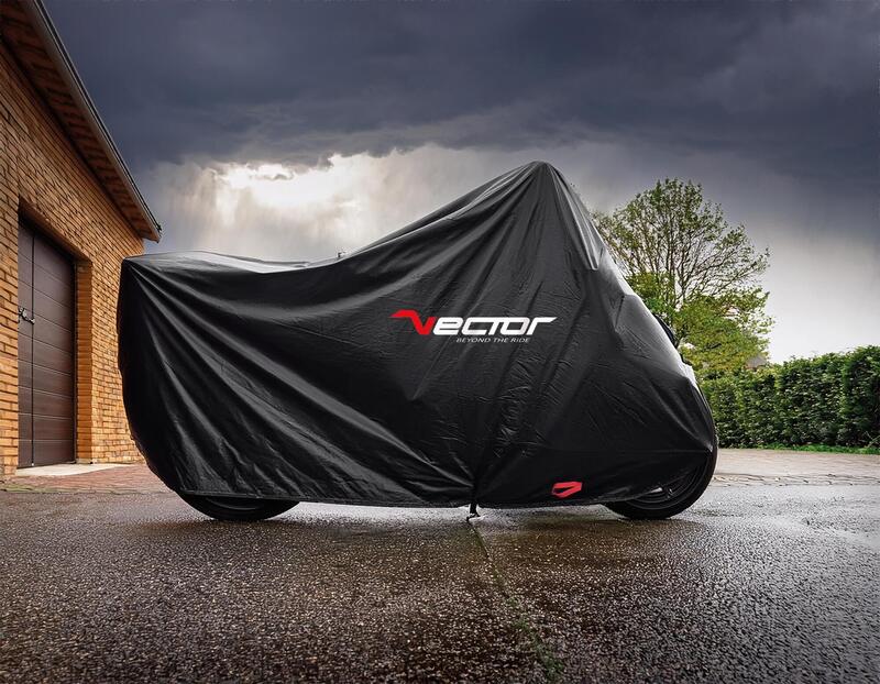 VECTOR Abdeckplane außen Baumwolle für Motorrad/Scooter – Schwarz - L