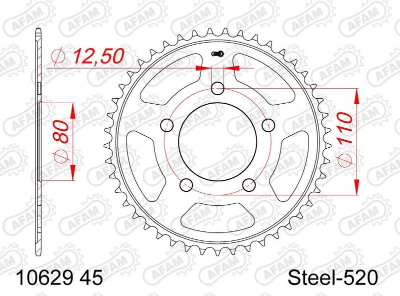 AFAM Standard Stahl Kettenrad 10629 - 520