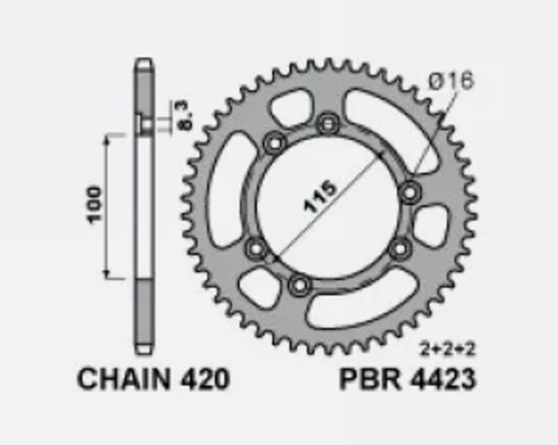 PBR Ultraleichtes Aluminium Kettenrad 4423 - 420