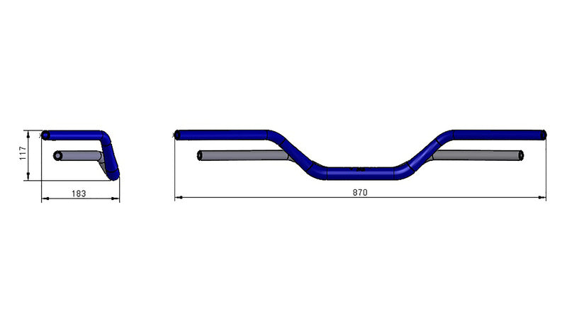 LSL X-Bar Alu-Lenker Flat Track X14, 1 1/8 Zoll, schwarz glänzend