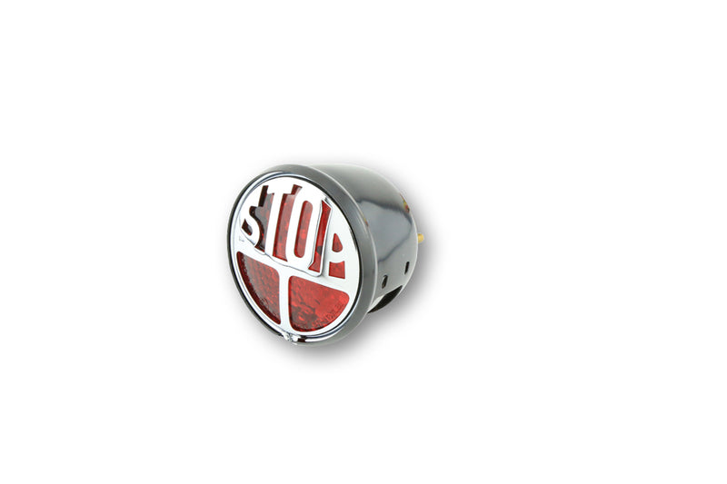 HIGHSIDER smart LED-Rücklicht STOP, rotes Glas, schwarzes Metallgehäuse