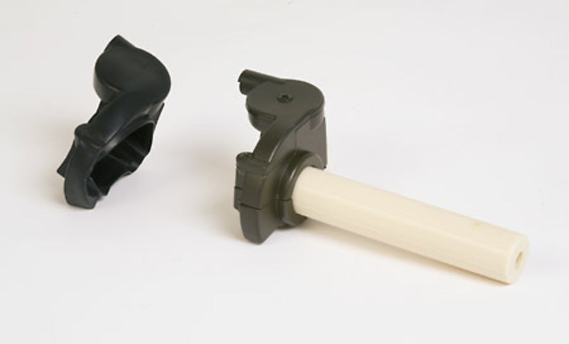 SHIN YO Gasdrehgriff für ATV+MX aus Alu mit Gummischutz, Kurzhub 90°, schwarz.