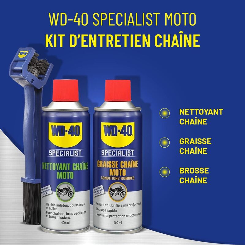 WD-40 Specialist Motorrad-Kettenpflege-Set – 2x Spray 400 ml