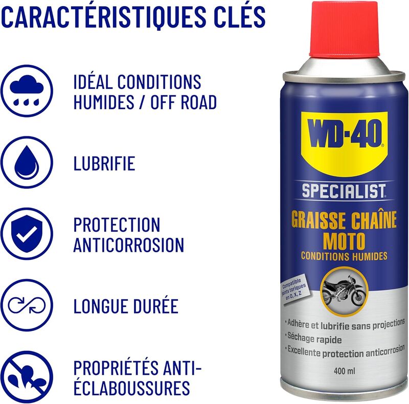 WD-40 Specialist Motorrad-Kettenpflege-Set – 2x Spray 400 ml