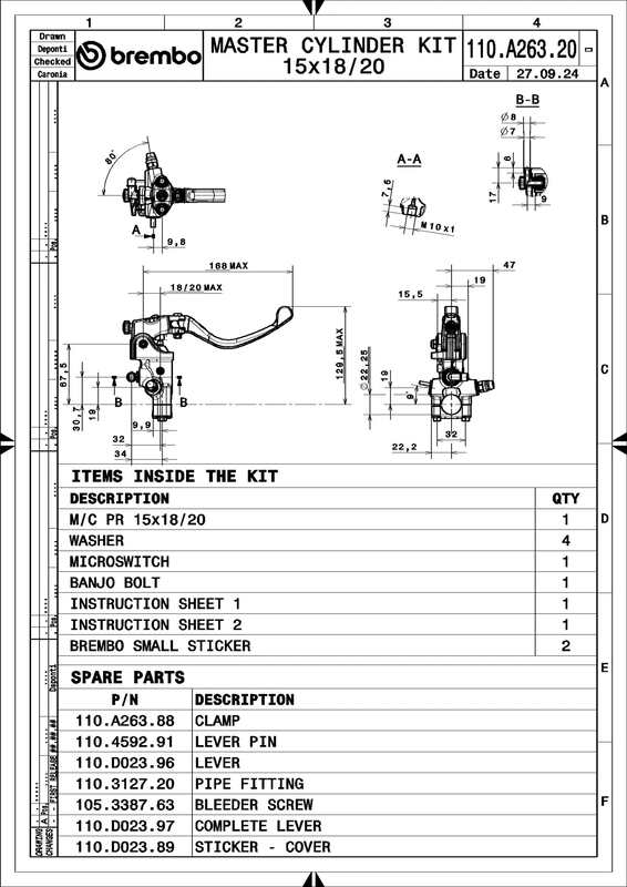 BREMBO UPGRADE Hauptbremszylinder – Pr15 RCS Kurzer Klapphebel