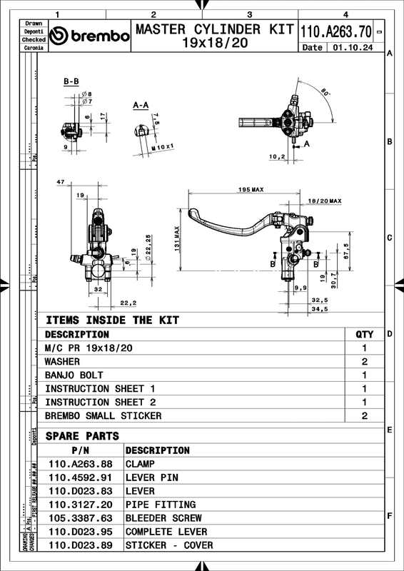BREMBO UPGRADE 19RCS 19x18-20 Hauptbremszylinder (geschmiedetes Gehäuse)