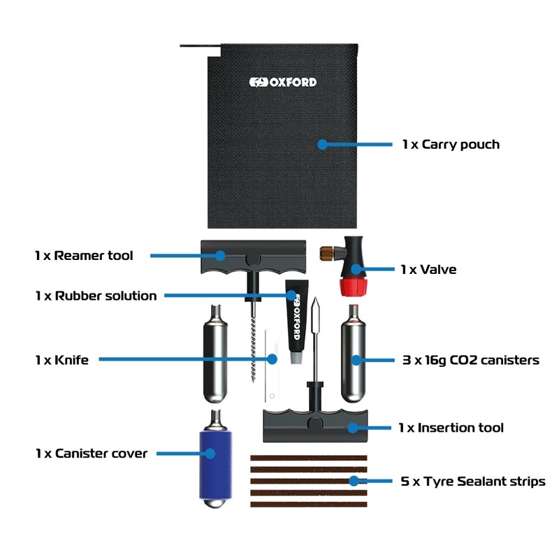 OXFORD CO2 Reifen Reparatur Set 1