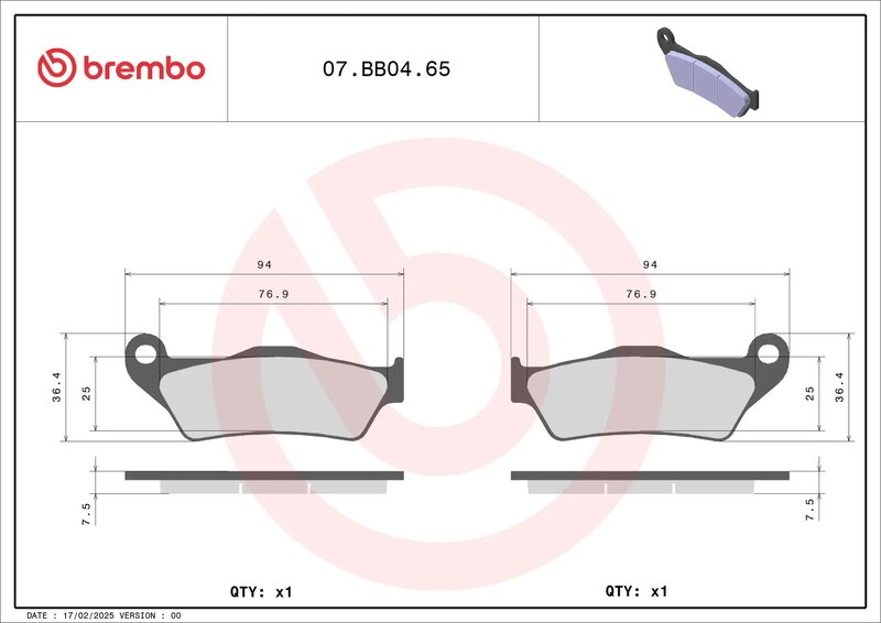 BREMBO Bremsbeläge 07BB0465 - Sintermetall